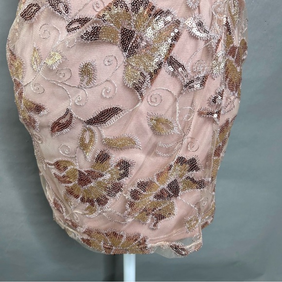 Maniju Dress Blush Embroidered Sequin Faux Wrap Fairycore Mini - Picture 5 of 9